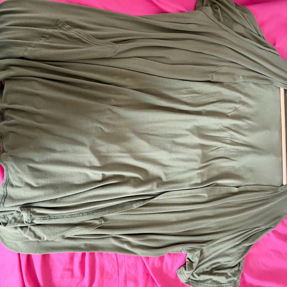Olive Green Drape Cardigan